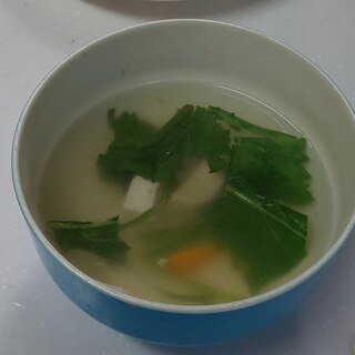 鶏肉☆にんじん☆かぶの葉の中華スープ☆